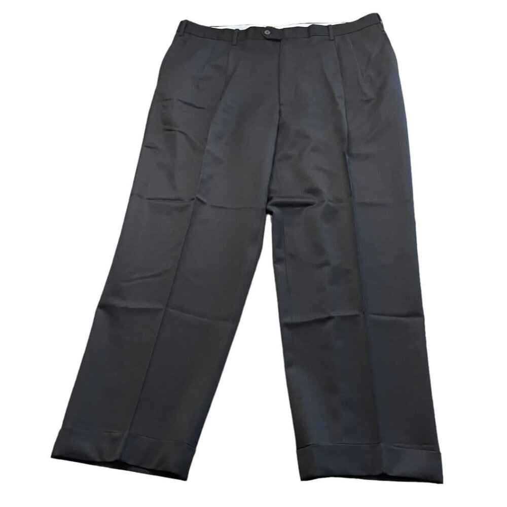 Size 40R JB Britches  Nordsrom Mens Black Cuffed Pleated Winston Dress Pants Wor